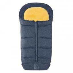[501506] Heitmann Felle - Komfort 2-in-1-Fußsack mit herausnehmbarer Lammfell-Einlage - Serie “Eisbärchen” (Blau-Meliert)