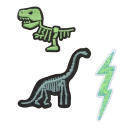 [503816-01] Lässig Textil-Sticker (3 Stk) - Schul Set (Dino)