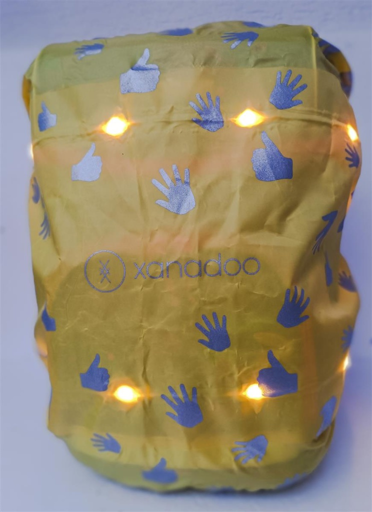Xanadoo Schulranzen-Allwetterüberzug mit Reflektordruck und LED (Aufladung über USB)