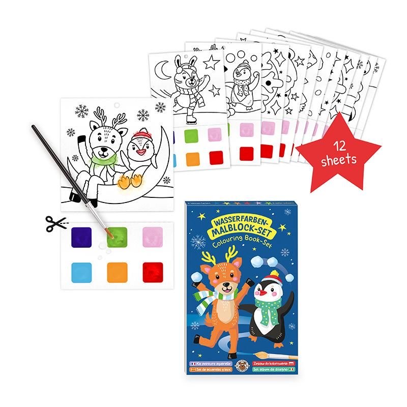 Trendhaus Wasserfarben-Malblock-Set Wintermotive