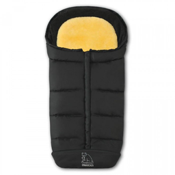 [501507] Heitmann Felle - Komfort 2-in-1-Fußsack mit herausnehmbarer Lammfell-Einlage - Serie “Eisbärchen” (Schwarz)