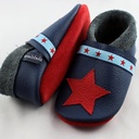 [502024-502032] Krabbelschuhe aus Leder blau / roter  großer Stern (23)