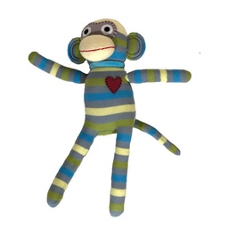 [503404-004] HickUps Kuscheltier Sockenaffe Midi Streifen (grau/blau/grün)