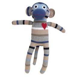 [503404-009] HickUps Kuscheltier Sockenaffe Midi Streifen (hellblau/grau)