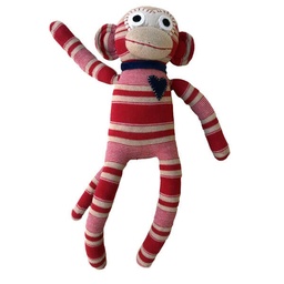 [503404-011] HickUps Kuscheltier Sockenaffe Midi Streifen (rot/beige)