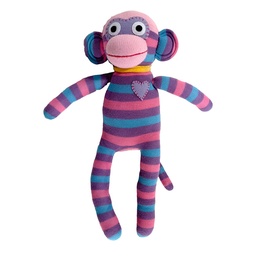 [503404-15] HickUps Kuscheltier Sockenaffe Midi Streifen (Rosa / Lila)
