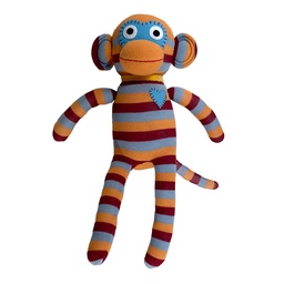 [503404-18] HickUps Kuscheltier Sockenaffe Midi Streifen (Orange / Burgundy)