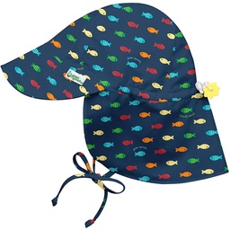 [503616-05] green sprouts Sonnenhut mit Nackenschutz 2-4 Jahre UV50+ (Navy Fish Geo)