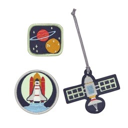 [503815-13] Lässig Anhänger & Patches 3er Set (Space Rakete)