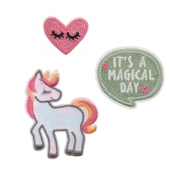 [503816-06] Lässig Textil-Sticker (3 Stk) - Schul Set (Unicorn)