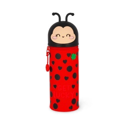 [503942-6] Legami 2-in-1-Federmäppchen aus Silikon - Kawaii (Ladybug „Get Lucky“)