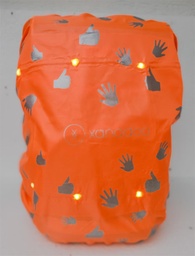 [503953-3] Xanadoo Schulranzen-Allwetterüberzug mit Reflektordruck und LED (Aufladung über USB) (Neon-Orange)