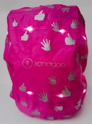 [503953-4] Xanadoo Schulranzen-Allwetterüberzug mit Reflektordruck und LED (Aufladung über USB) (Neon-Pink)