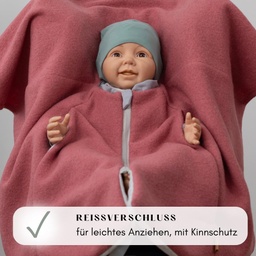 [504012-20] Kikkifax Kindersitzponcho aus Wollwalk (Dusty Rosewood)
