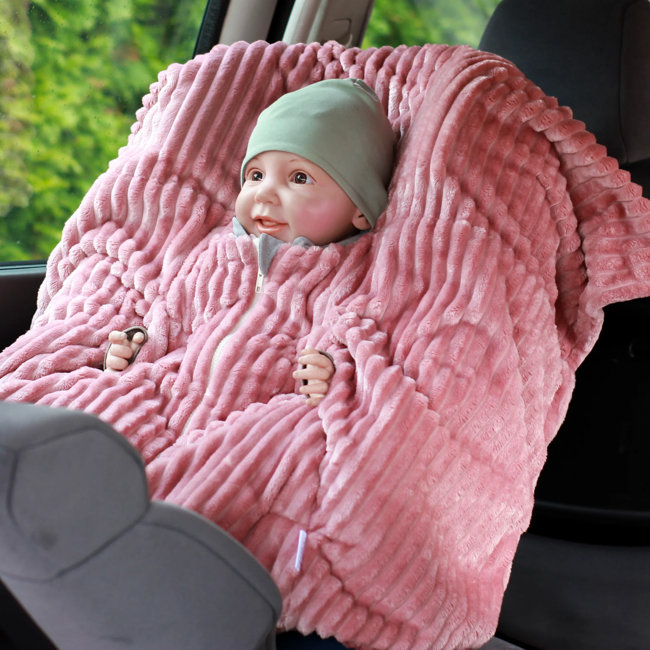 [504013-04] Kikkifax Kindersitzponcho aus Fleece (Lovely Rose)