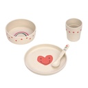 [504235-2] Lässig Kindergeschirr Set (Teller - Schüssel - Becher - Löffel) (Happy Rascals, Herz)