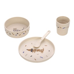[504235-3] Lässig Kindergeschirr Set (Teller - Schüssel - Becher - Löffel) (Little Mateys Royal Blau)