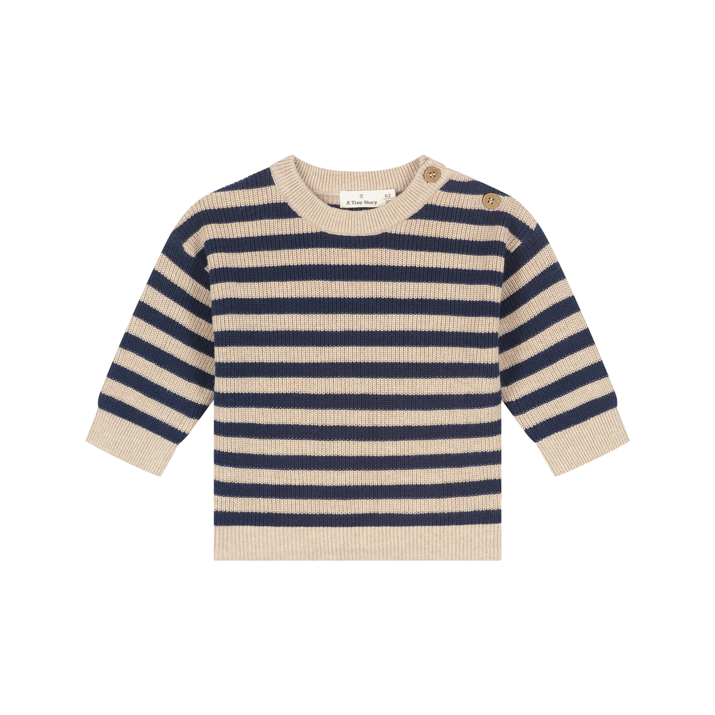 A Tiny Story Pulli beige-blau gestreift
