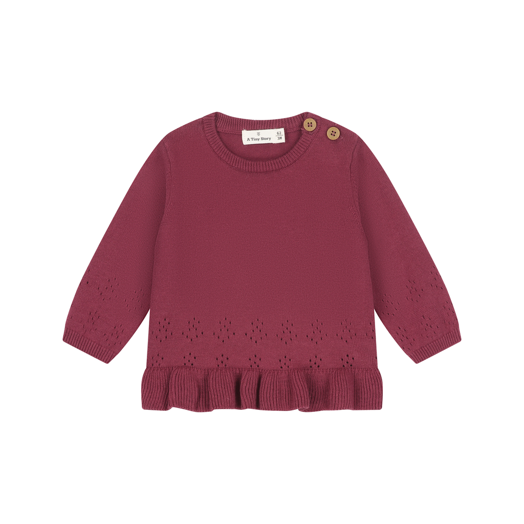 A Tiny Story Baby Pulli Rüschenrot