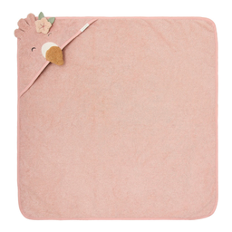[8721321877493] LITTLE DUTCH Badetuch mit Kapuze 75x75 cm (Flamingo - Rosa)