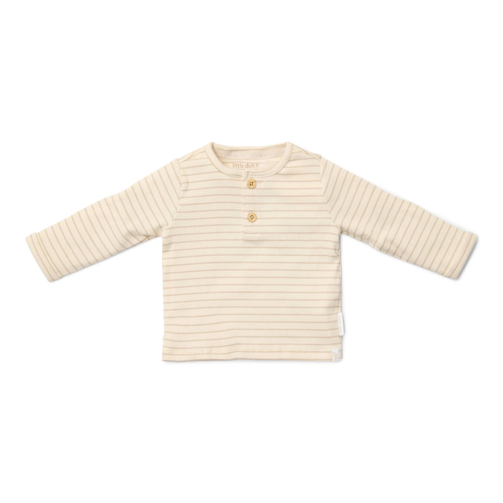 Little Dutch Hemd mit langen Ärmeln - Beige - Newborn Naturals - Streifen