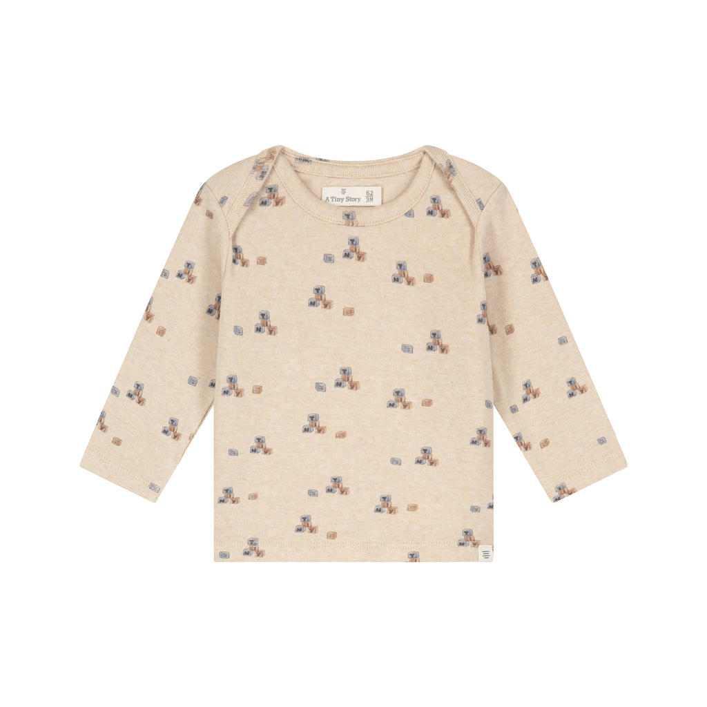 A Tiny Story Langarm T-Shirt Beige Melange
