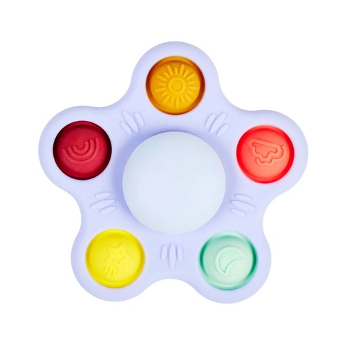 Silikon-Babyrassel Pop-it Spinner - Saugnapfspielzeug - 9 cm Mehrfarbig