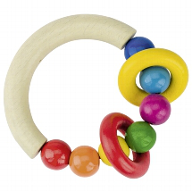 Heimess Greifling - halbrund mit Perlen und 2 Ringen bunt