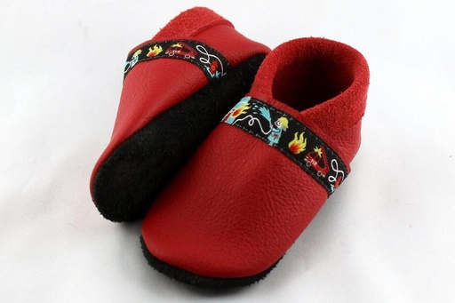 Krabbelschuhe aus Leder Feuerwehr
