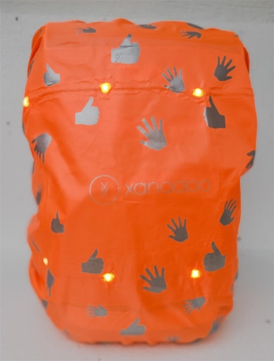 Xanadoo Schulranzen-Allwetterüberzug mit Reflektordruck und LED (Aufladung über USB)