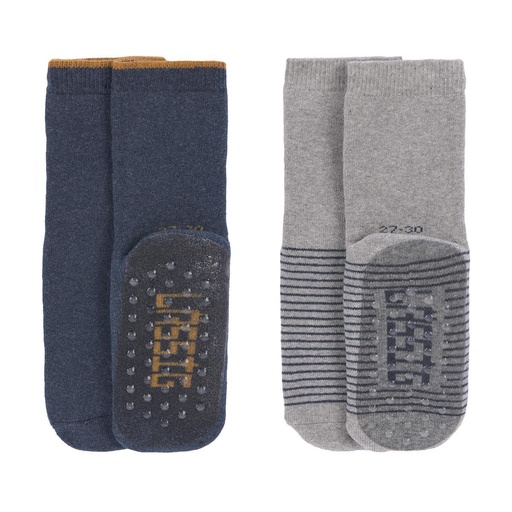 Lässig Kinder Antirutsch-Socken (2er-Set) Größe 15-18 Blau/Grau